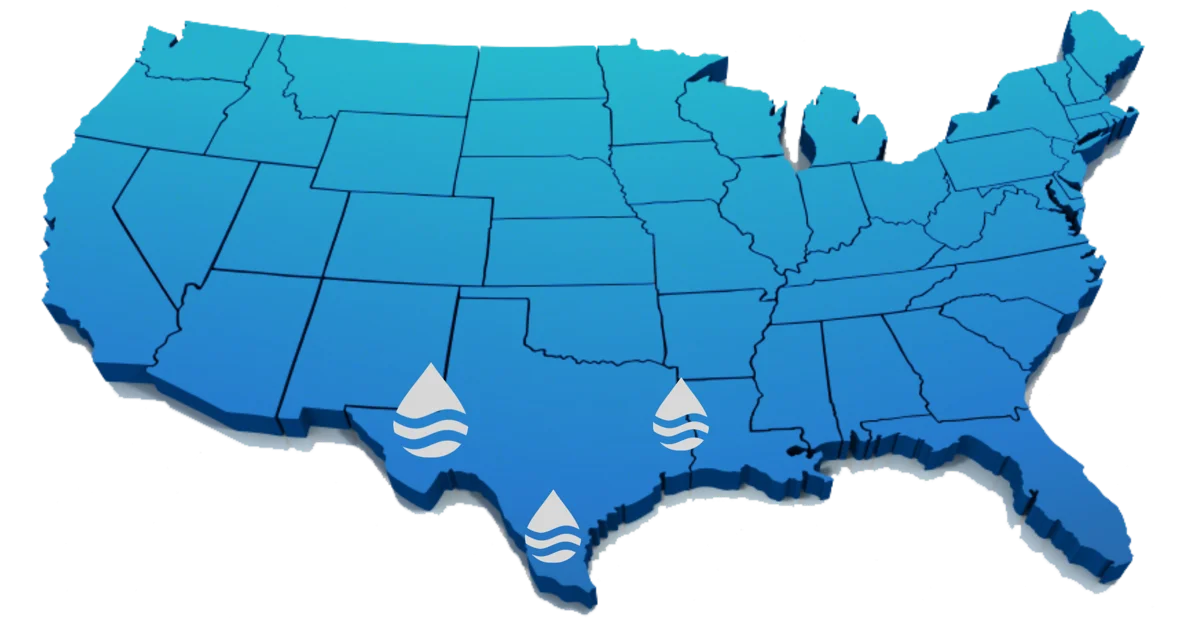 Map of the continental United States marking the Permian Basin, Eagle Ford and Haynesville plays